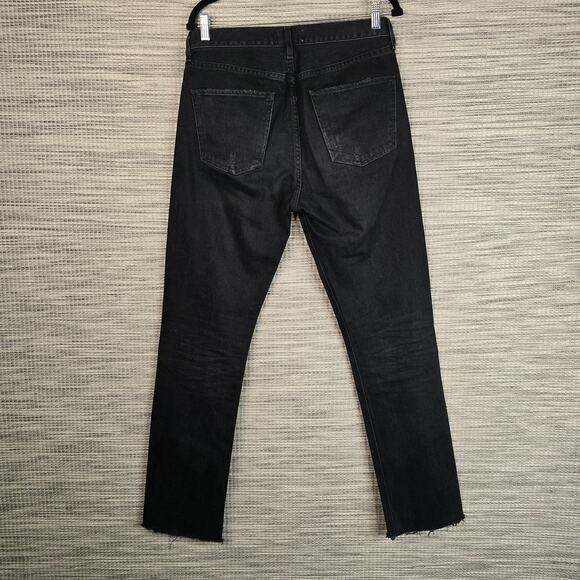 AGOLDE Jeans Womens 28 Black Cherie High Rise Straight Raw Hem Made USA Zip Fly - Picture 2 of 11